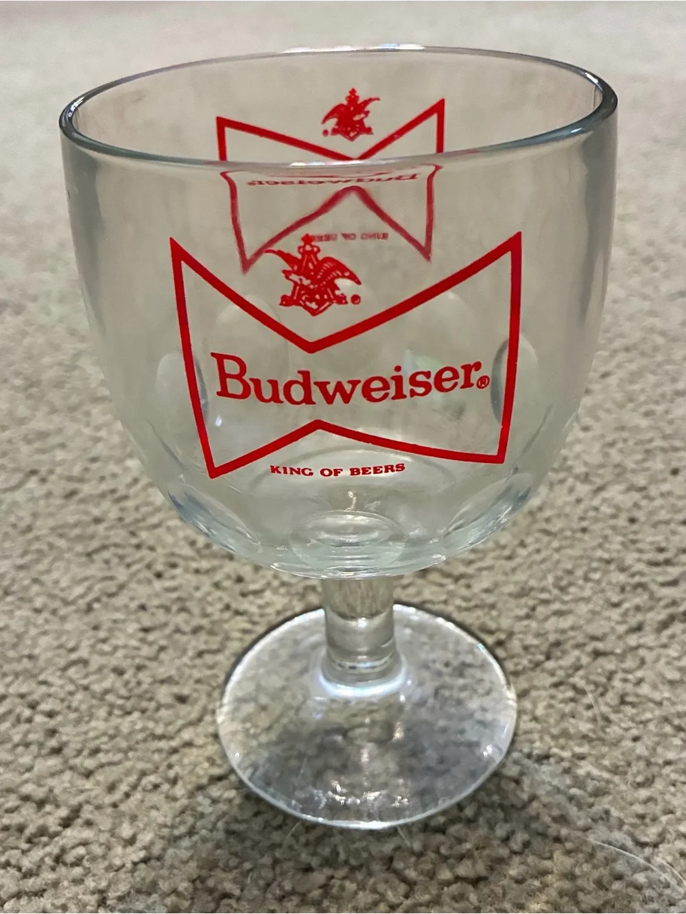 Vintage Budweiser Bowtie Thumbprint Beer Glass Goblet Chalice 6